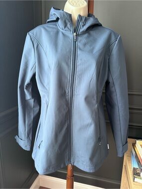 AVALANCHE Navy Blue Women's Hooded Softshell Water resistant fleece Jacket S